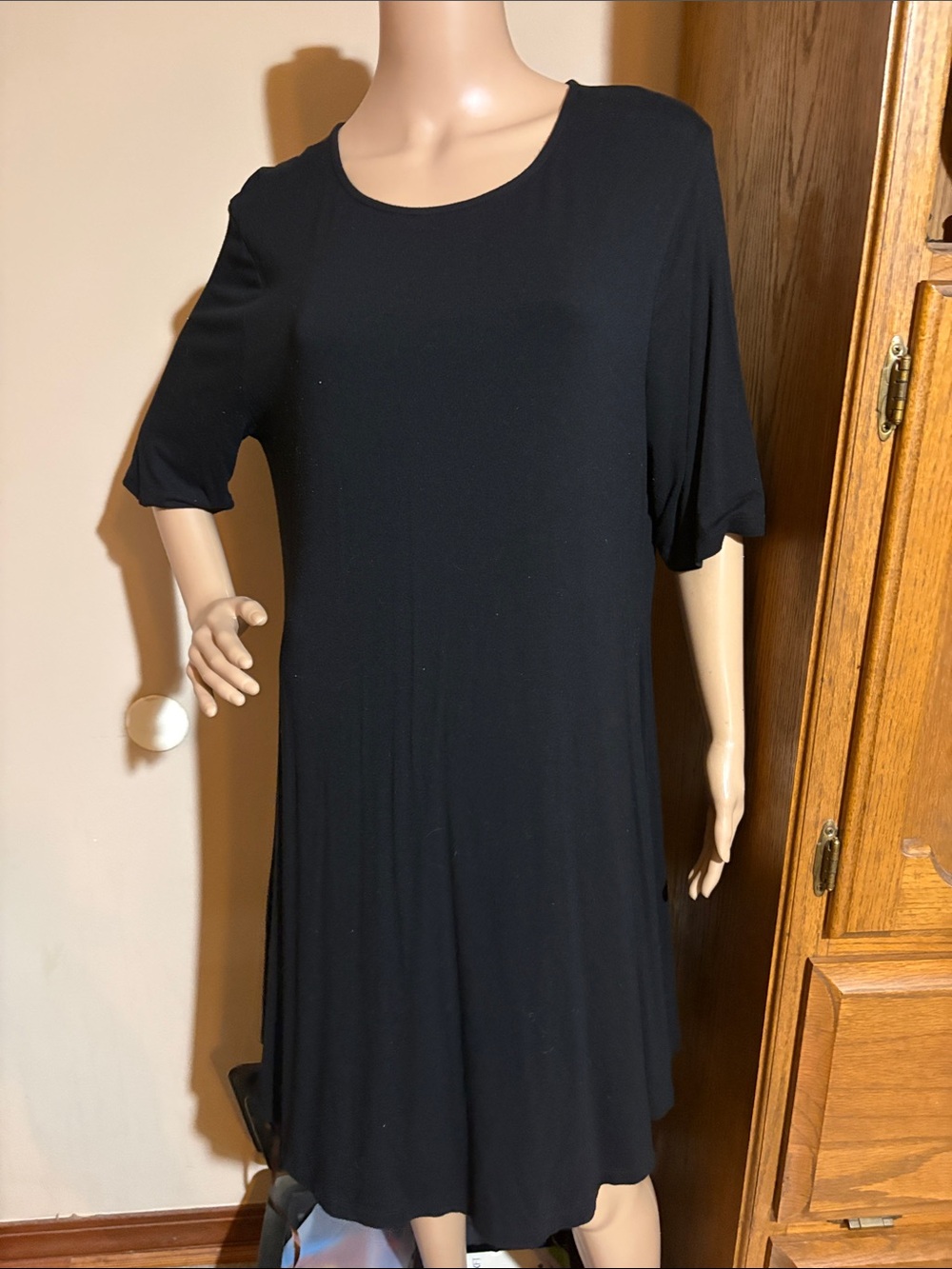 Old Navy Black Midi Scoop-Neck Dress